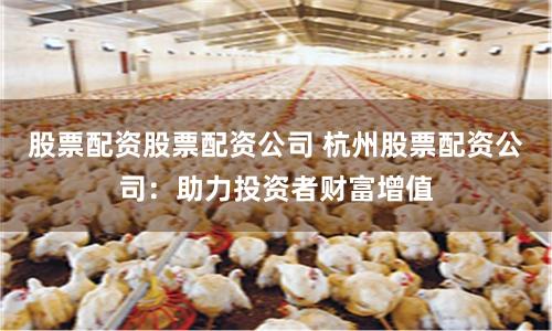 股票配资股票配资公司 杭州股票配资公司：助力投资者财富增值