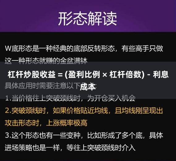杠杆炒股收益 = (盈利比例 × 杠杆倍数) - 利息成本